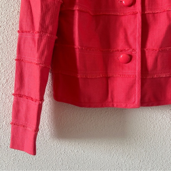 J. Crew Cotton Modal Blend Semi Cropped Jacket Sz 0 Coral Barbie Clueless preppy - Picture 2 of 9